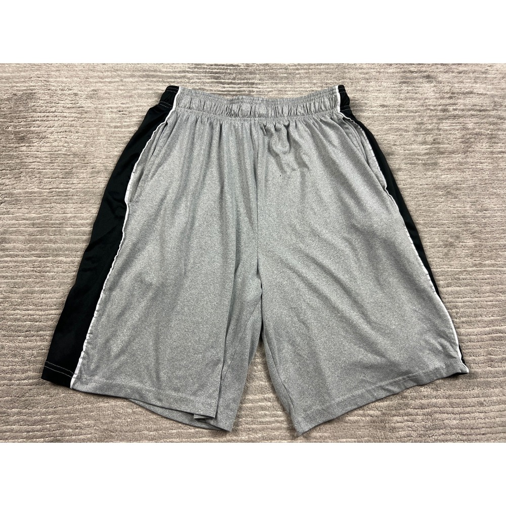 NBN Gear Shorts Mens L Gray Black Athletic Basketball Pockets Elastic Waist